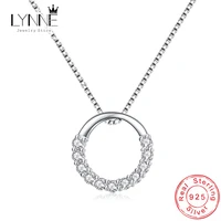 Colliers avec pendentif rond en argent Sterling 925 et Zircon pour femmes, bijoux fins, Semi-strass, Simple, cercle brillant, chaîne de clavicule 4
