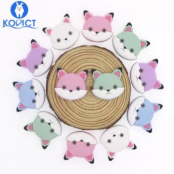 

kovict 5pcs Mini Fox Penguin Swan Food Grade Cartoon Silicone Beads Baby Teether Pacifier Clip Beads DIY Baby Teething Toy