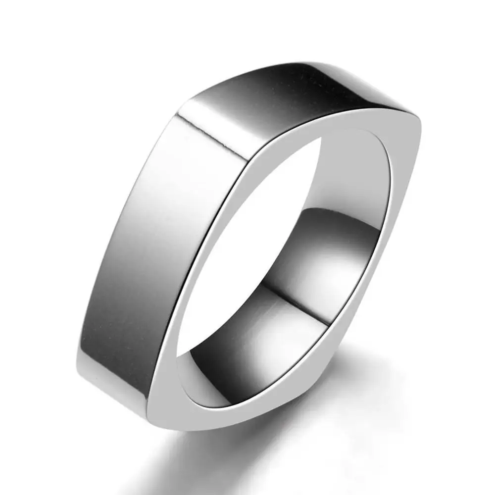 Горячее кольцо из нержавеющей стали Мужские квадратные титановые кольца для женщин модные ювелирные изделия OC35 - Цвет основного камня: 6mm Silver