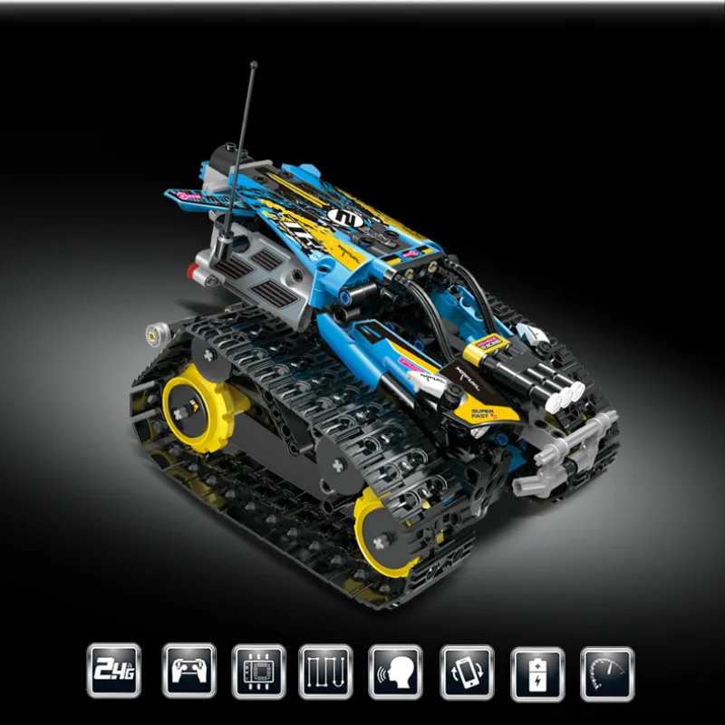 

391pcs APP Remote Control Car Bricks Technical RC Tracked Racer Model Building Blocks Toys For Children Gift