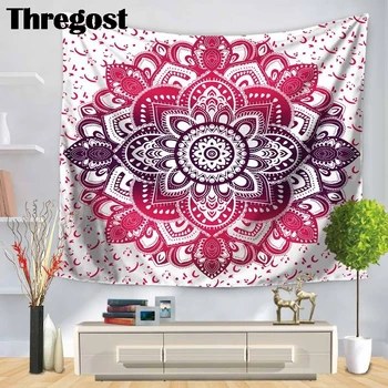 

Thregost Wall Tapestry Mandala Print Modern Macrame Woven Wall Hanging Indian Sheets Hippie Wall Decor for Bedroom Living Room