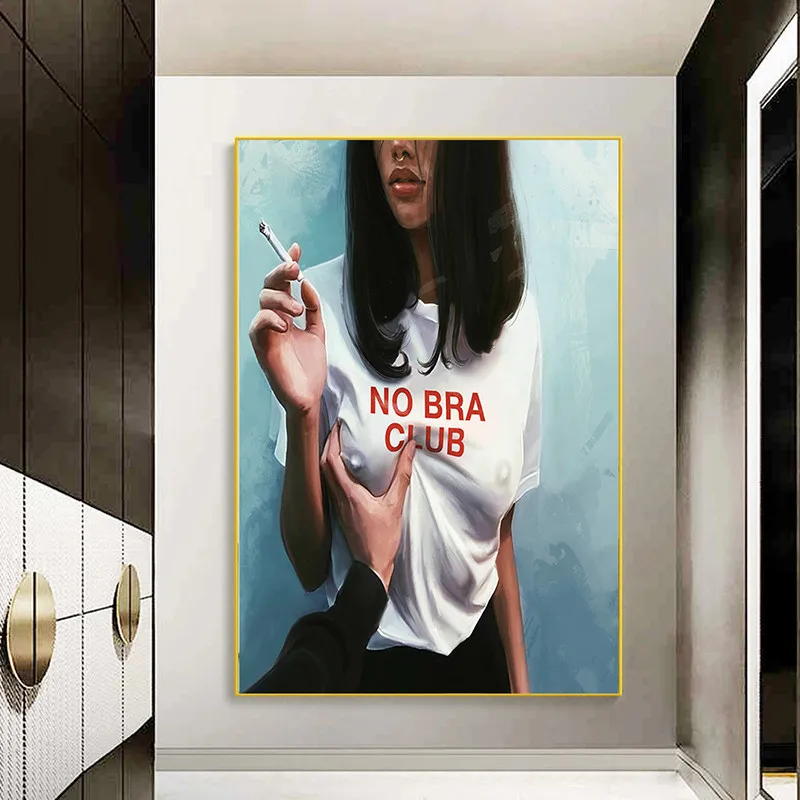 

Abstract No Bar Club Girl Canvas Paintings On the Wall Art Posters And Prints Modern Bad Girls WaLL Pictures For Living Room
