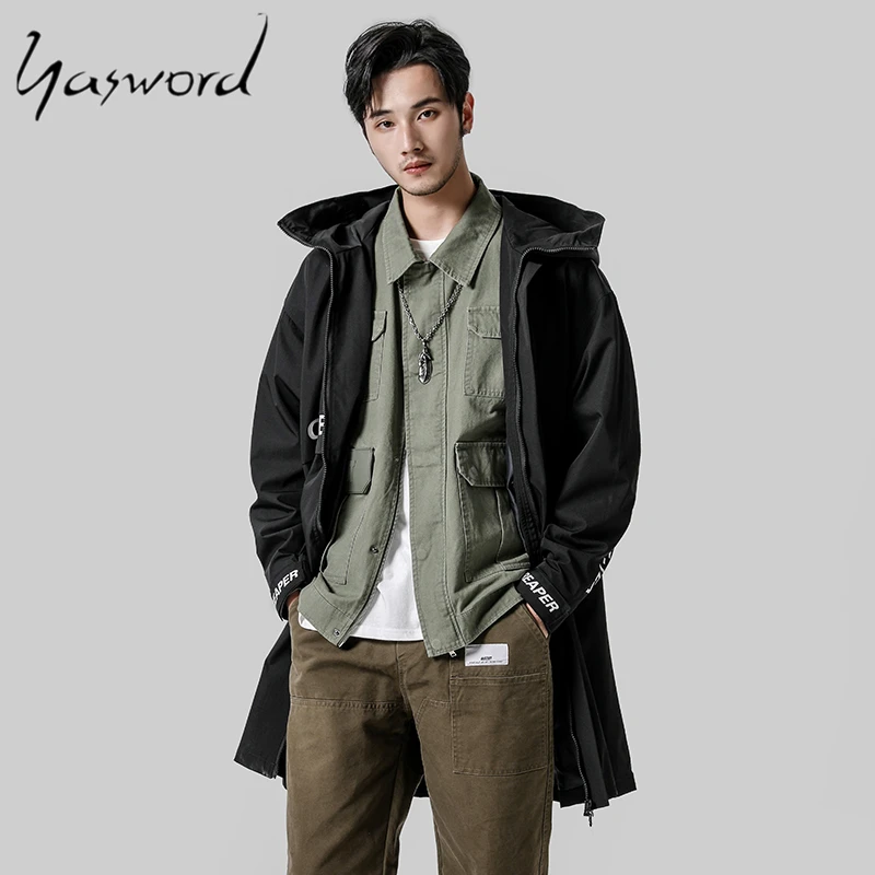 

Yasword Cotton Trench Coat Men Autumn Winter Mens Brand Jacket Windbreaker Male Overcoat Casual Solid Slim Collar Coats Outwear