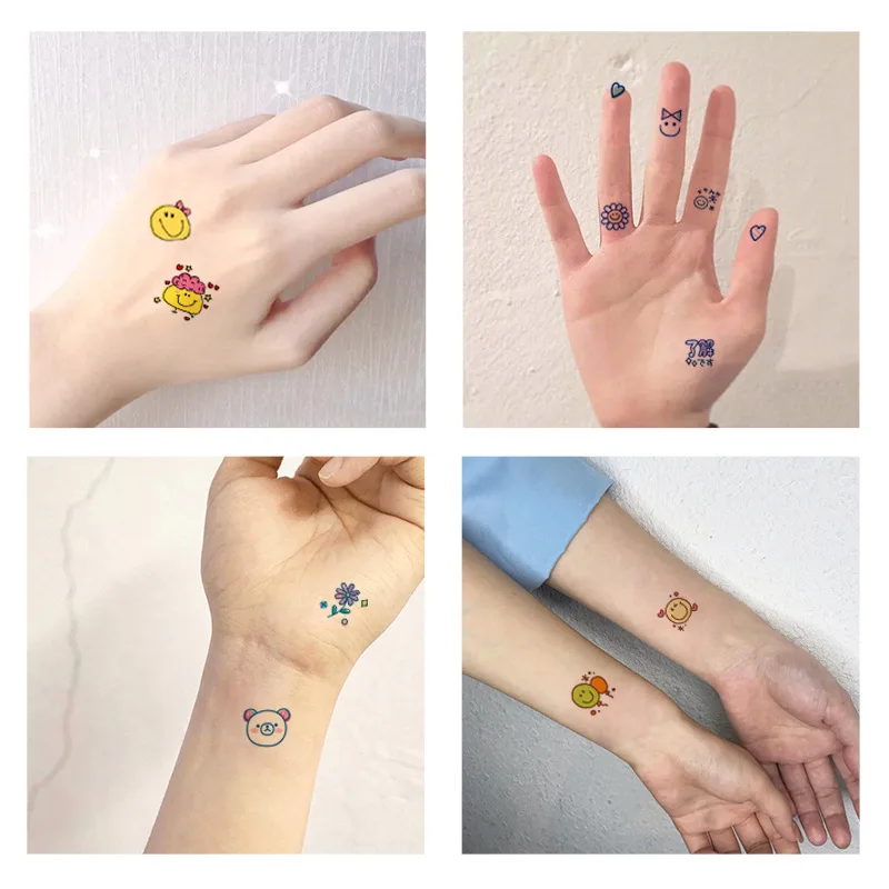 30pcs Cute Smile Colorful Temporary Tattoos For Women Men Figure Hands Fake  Tatto Stickers Waterproof Small Cartoon Body Decals - Temporary Tattoos -  AliExpress