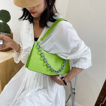 

Fashion Retro Stone Pattern Women Handbag PU Leather Street Casual Totes Shoulder Bags Female Elegant Solid Color Chain Underarm