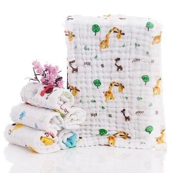 

Muslin Cotton Baby Swaddles Soft Newborn Blankets Bath Gauze Infant Wrap Sleep Sack 6 Layers Stroller Cover Play Mat