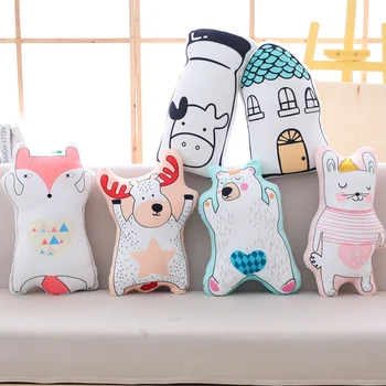 

Cute Cartoon Animal Pillow Fox Cow Cat Bear Anime Kawaii Cushion Doll Kid Toy