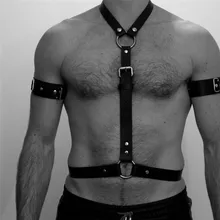 Мужской черный модный панк готический бюстгальтер рейв костюмы для мужчин грудь кожаный жгут гей секс БДСМ-игра пояс тело Фетиш бондаж Топ ремни