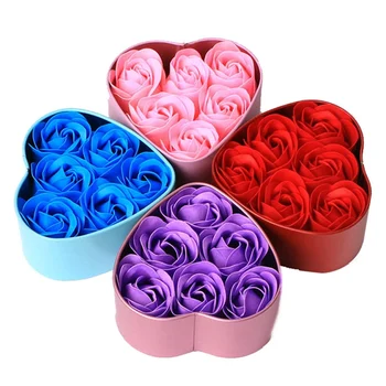 

Flower Soap Rose Soap 6Pcs Heart Scented Bath Body Petal Rose Flower Soap Case Wedding Decoration Gift Festival Box