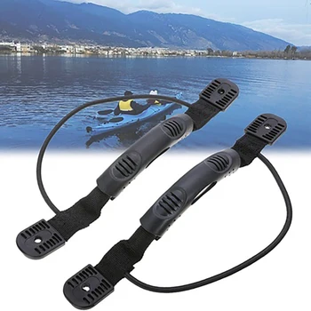 

2pcs Rubber Kayak Carry Handle Canoe Boat Side Mount Paddle With Bungee Cord Kayak Accessories
