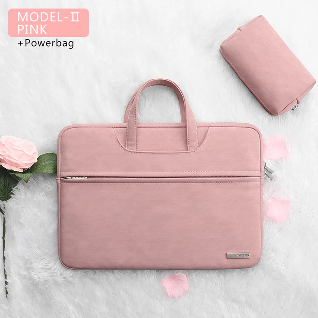 Laptop Bag 13.3 15.6 14 inch Waterproof Notebook Bag Sleeve For Macbook Case M1 Air Pro 13 15 Huawei Shoulder Handbag Briefcase PINK 2 SETS