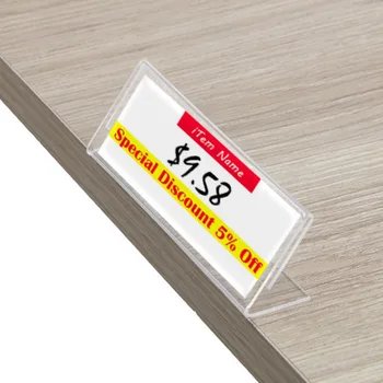 

2.8x10cm Acrylic Label Frame L Sign Holder Shelf Edge Price Talker Shelf Pricing Cube Merchandise Name Card Display Data Strip