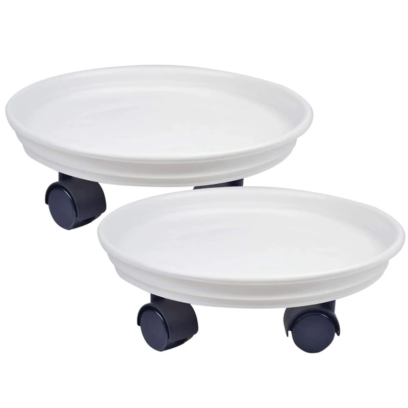 Flower Pot Dolly,plant Stand, 2x Flower Pot Trays On Wheels, Round
