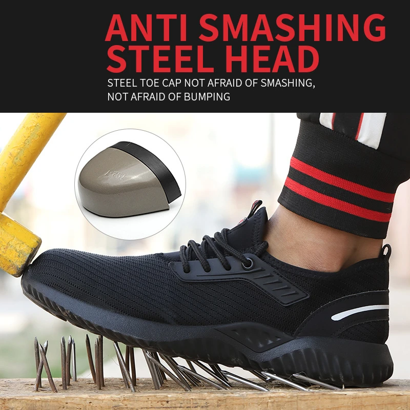 

Summer Men's Steel Toe Work Safety Shoes Casual Breathable Lightness Sneakers Puncture Proof Boots Comfortable Industrial Shoes