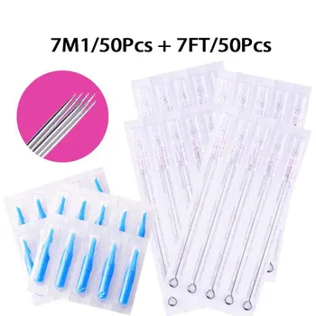 

50 PCS Disposable Sterile Tattoo Needle+50PCS Blue Disposable Tattoo tips DROP SHIP