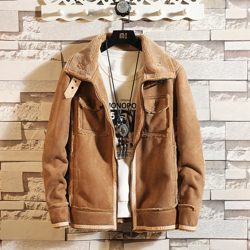 LONMMY 5XL куртка с меховым воротником мужские пальто тонкий бархат толстые лайнер ветровки модная верхняя одежда мужские куртки и пальто Зимние