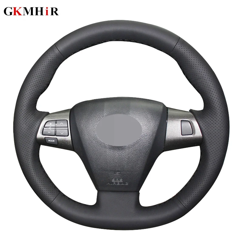 Black Artificial Leather Diy Handstitched Car Steering Wheel Cover For