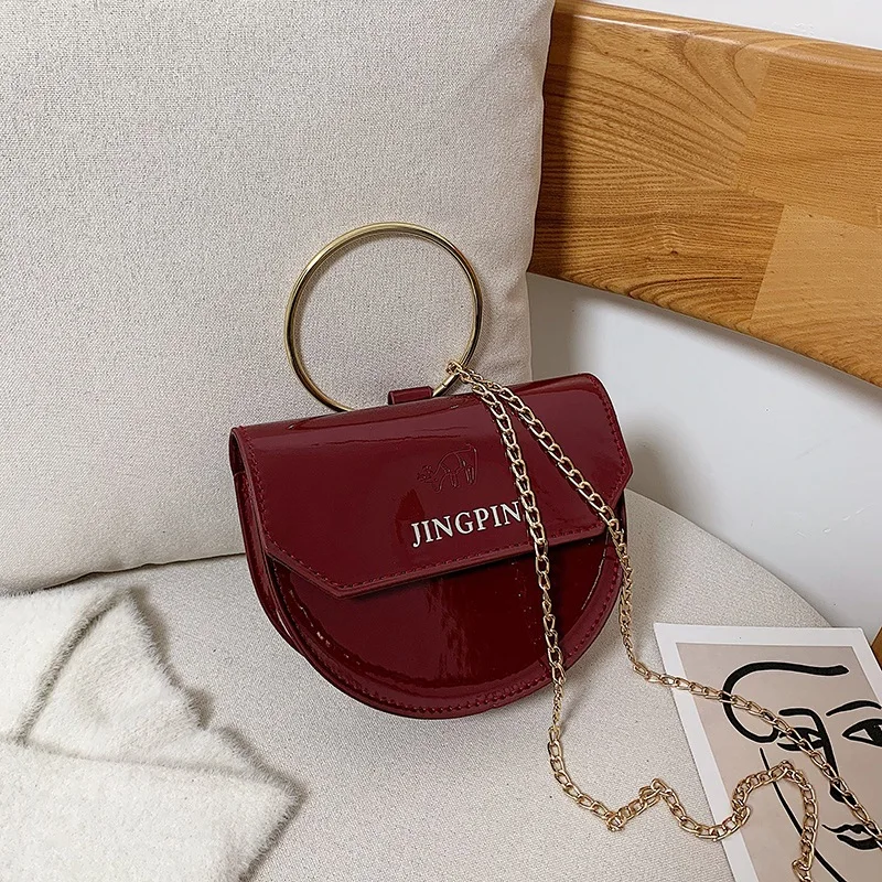

Online Celebrity Bag Women's Western Style New Style 2020 Fashion INS Korean-style Versitile Fashion Bright Surface Chain Crossb