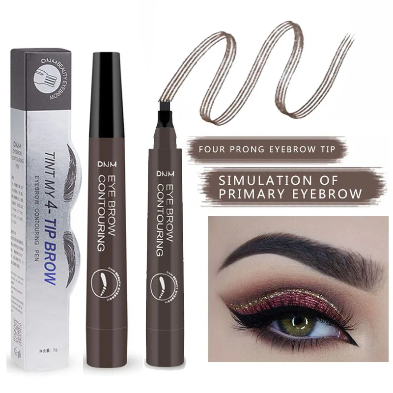 Wild Four-pronged Micro-carved Water Eyebrow Pencil 3D Tattoo Eyebrow Natural Waterproof Tattoo Pen Maquillaje TSLM1
