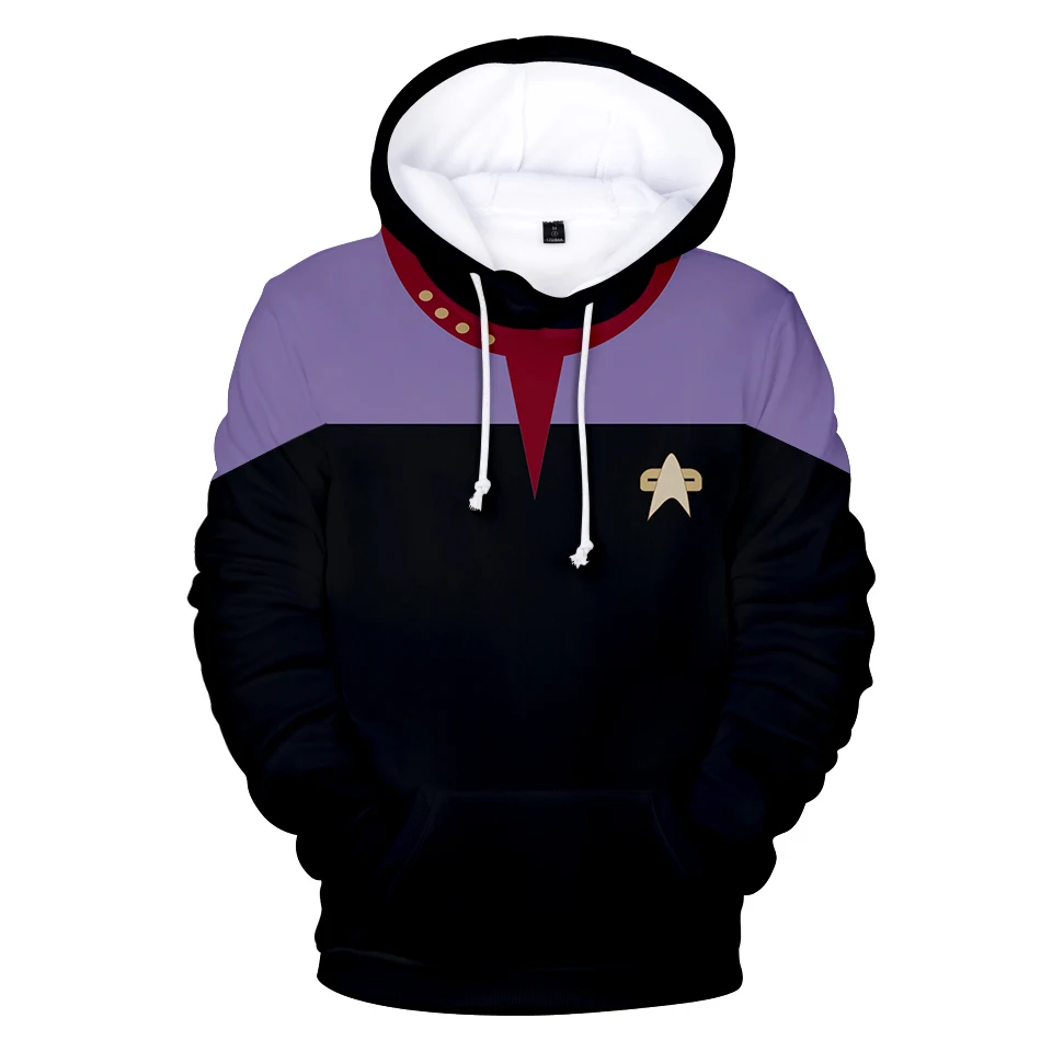 Star Trek Picard Cosplay Print Hoodie Hooded Sweatshirt Pullover Coat Adult