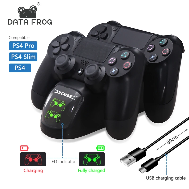 

Data Frog Game Controller Charging Dock Station For PlayStation 4 Dual Charger Stand With LED Light Indicators For PS4/Pro/Slim