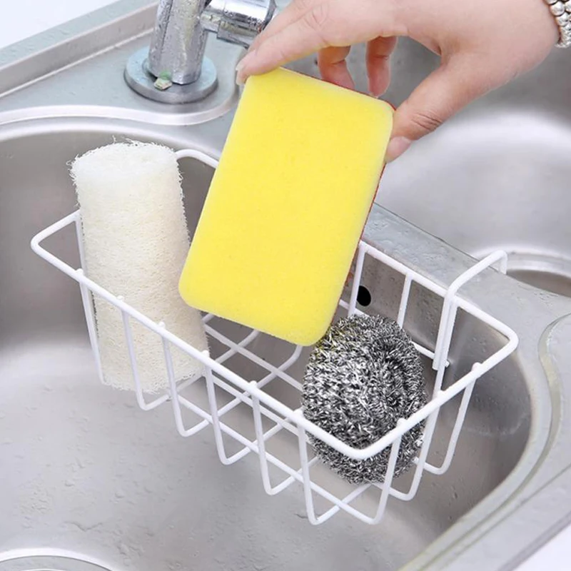 Brand New And High Quality Sink Sponge Storage Hanging Drain Basket Rack Multi Function Iron Kitchen Holder | Дом и сад
