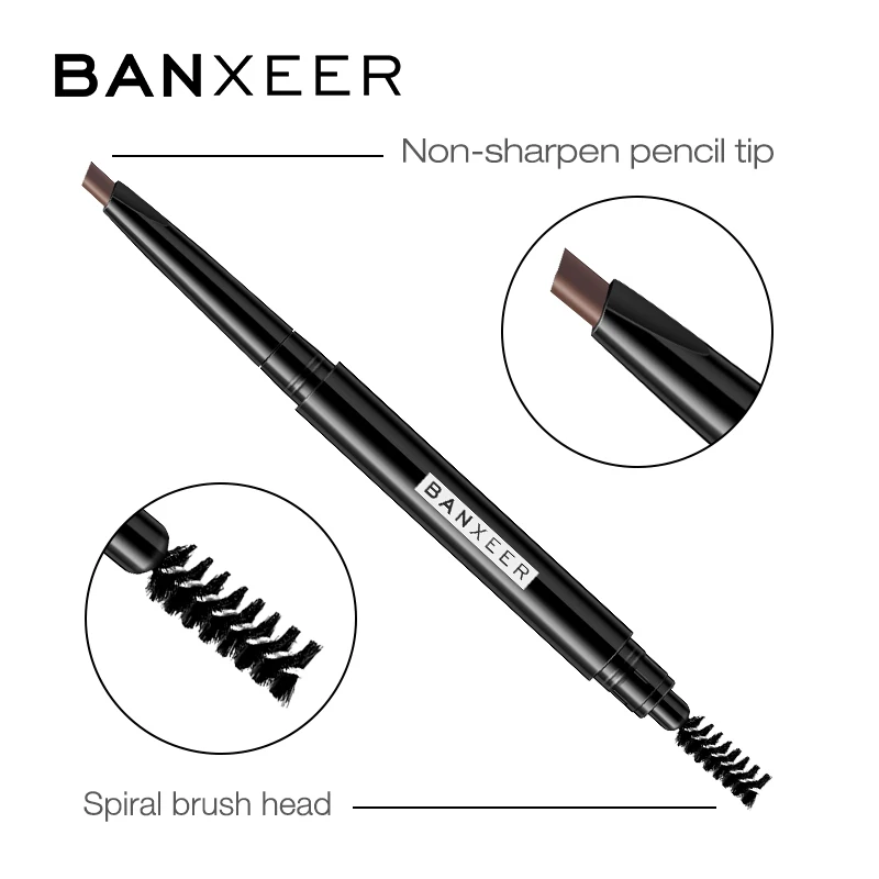 BANXEER для бровей, 4 цвета, водостойкий, для бровей, стойкий, для бровей, карандаш для татуировки, прочный, черный, коричневый, с защитой от пятен, карандаш для бровей