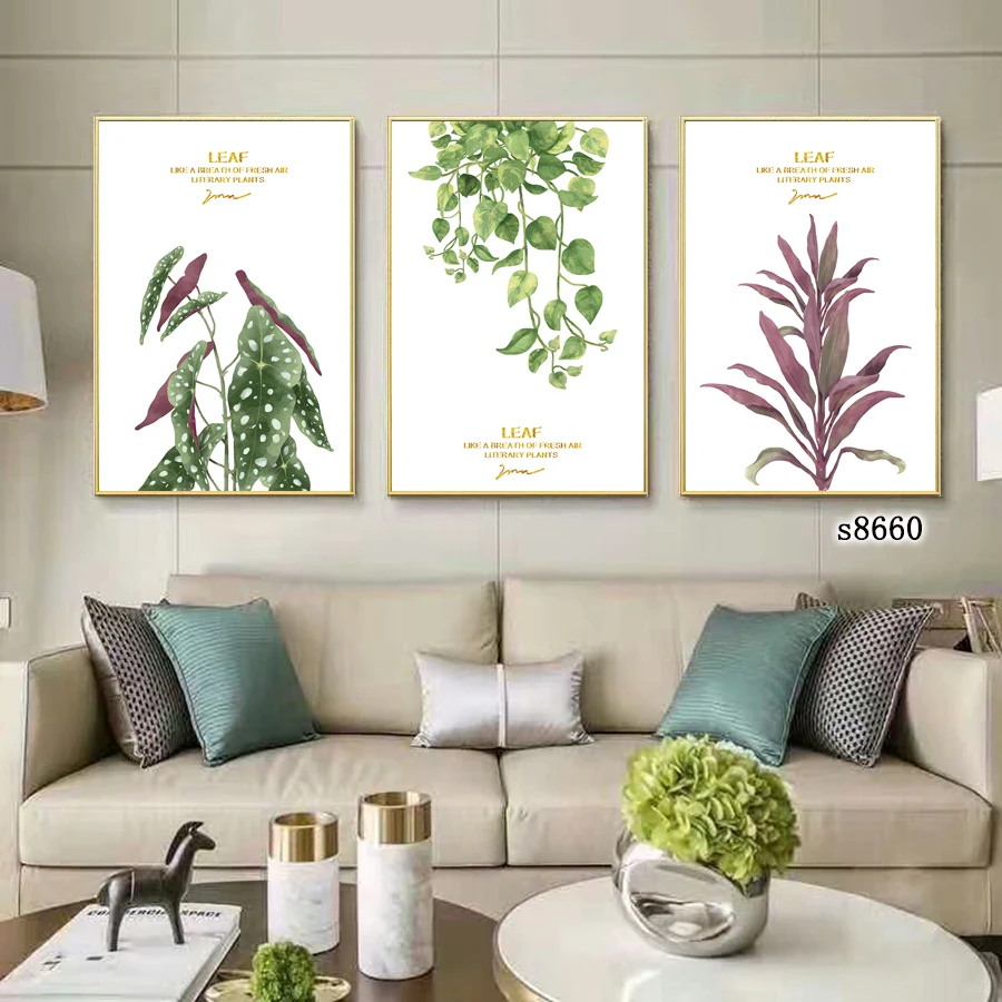 

Green Plant, Banana Leaf, Purple, Living Room, Home Decoration, Painting, Wall, Art, Printing, Poster Decoration