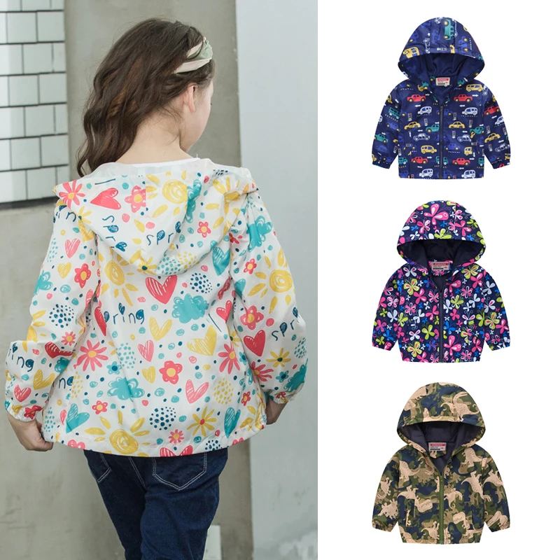 low cost  Hot Salechildren Summer Thin Printed Jacket Spring Long Sleeved Cartoon Thin Hooded 2-6Y Boy Girl C