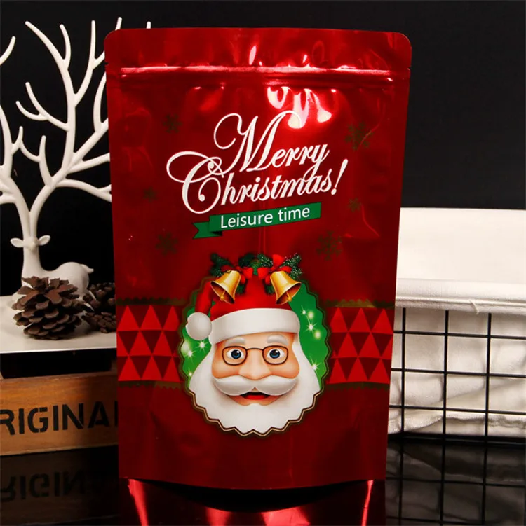 Leotrust, новинка, красные рождественские Упаковочные пакеты из алюминиевой фольги, подарочные носки Doypack X-mas, сумки для хранения сахара, свадебных закусок