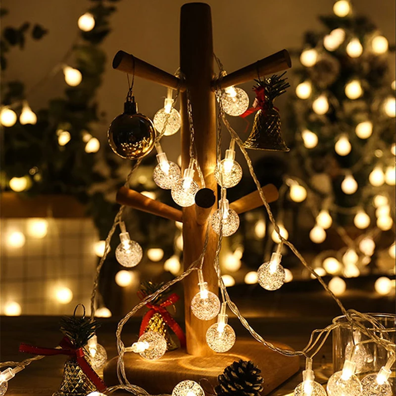QYJSD сказочная гирлянда, светодиодный хрустальный шар, гирлянда для рождественской елки, новогодней свадьбы, дома, спальни, внутреннего аккумулятора, Декор