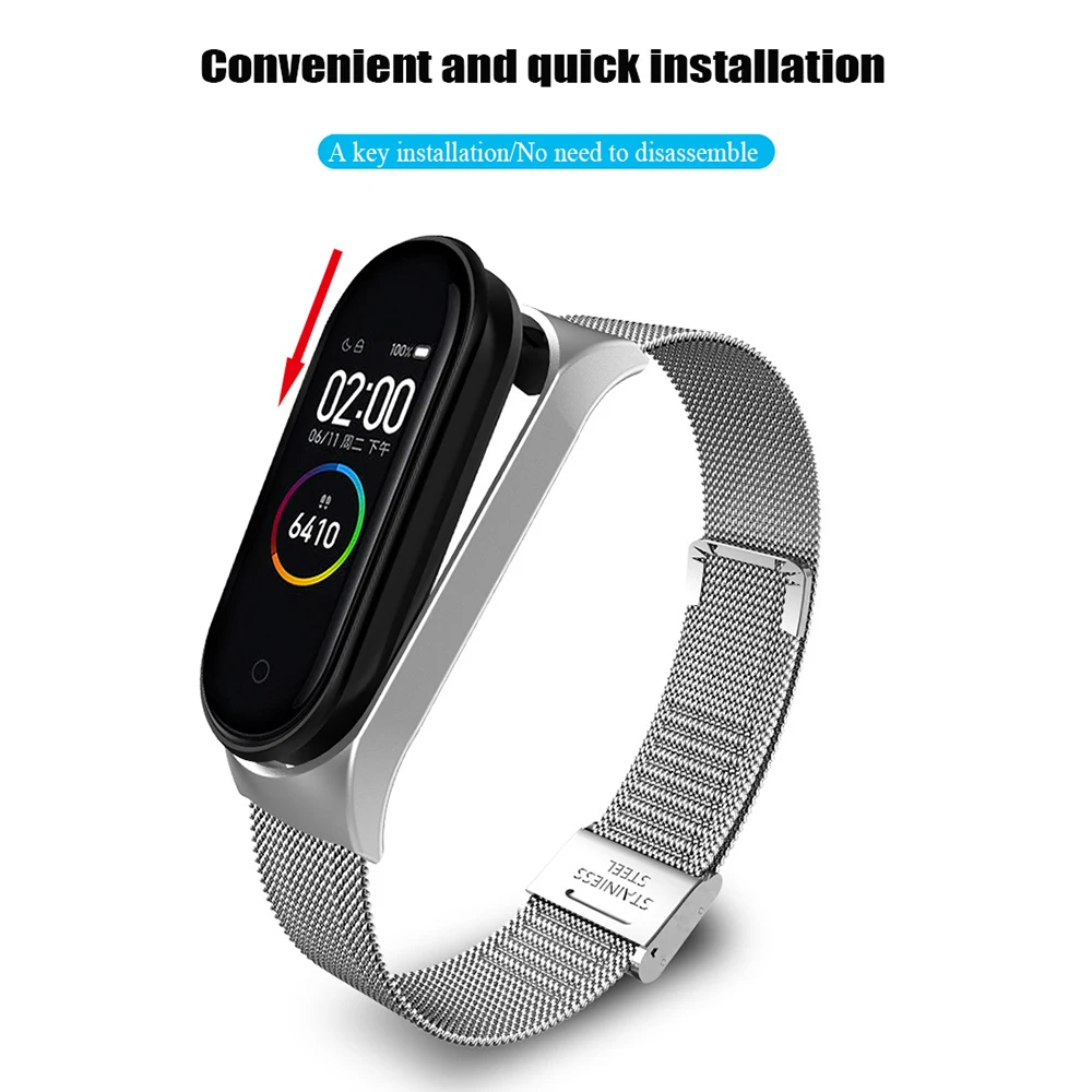 Ремешок BOORUI Mi Band 4 5 металлический Безвинтовой ремешок из нержавеющей стали mi band 3