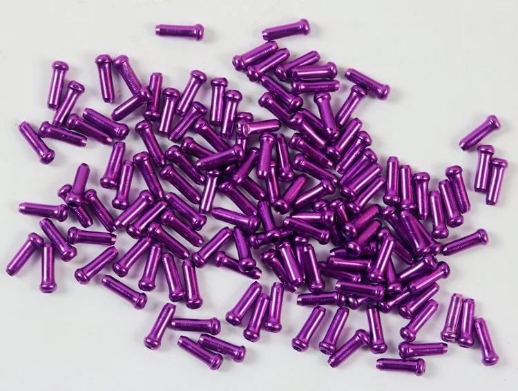 purple 100pcs 100 шт./заглушка для велосипедного кабеля, алюминиевый сплав, подходит для передачи рычага переключения тормозов, внутренней головки кабеля, обжимной инструмент - Цвет: purple 100pcs