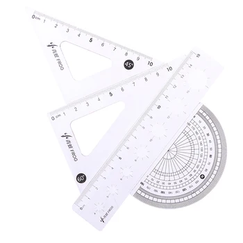 

school rulers straight angled triangle Protractor patchwork ruler 4Pcs plastic