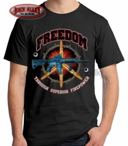FREEDOM THRU SUPERIOR Футболка "огневая мощь" AR15 M16 Tee ~ GUN Right 2nd |