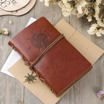 

Retro Leather Cover Refillable Blank Line Spiral Notebook Corsair Pendants Nautical Journal Planner Diary Loose-leaf Sketchbook