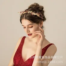 O546 стиль красный бисер jin ye xin niang ручной работы ободок для волос Свадебные аксессуары для студийной фотосъемки
