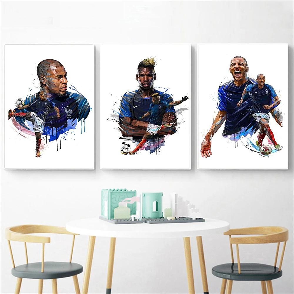 Искусство на стену Франция footabl Star Kylian MBAPPE Kante GRIEZMANN спортивные настенные