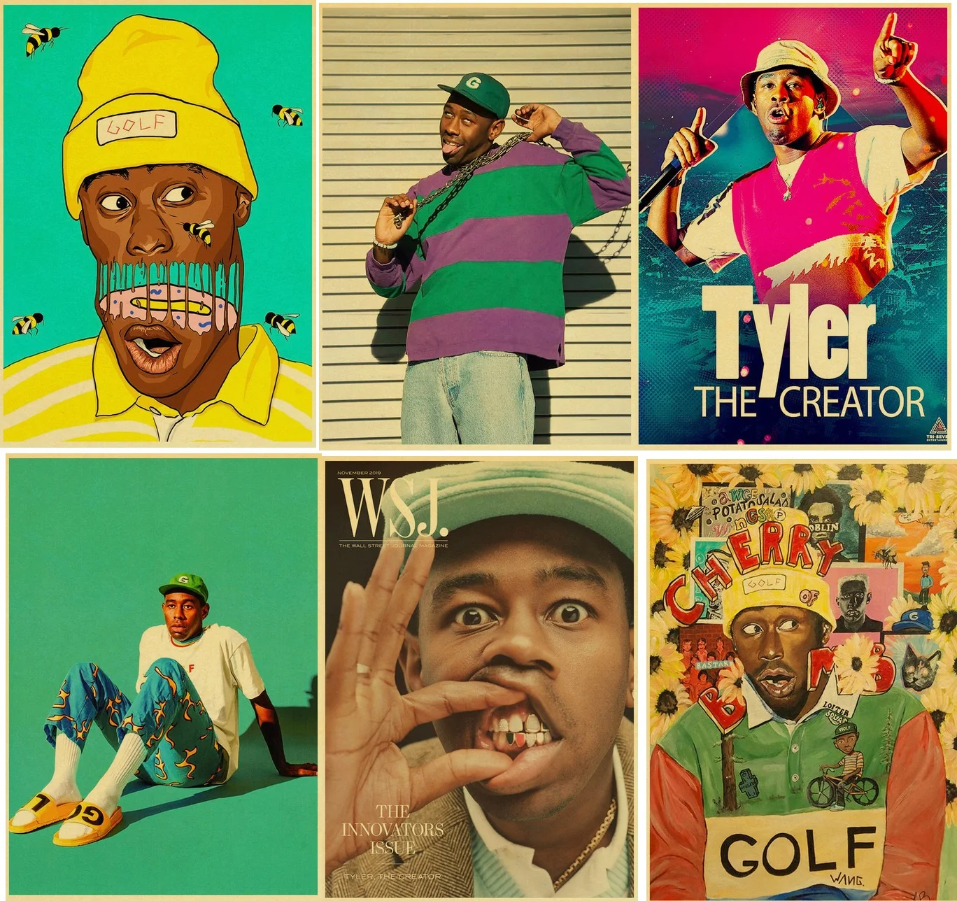 

Hip Hop Rock Rapper Singer Wall Art Picture Talor The Creator Poster Cute Boy Funny Figure Portrait Canvas Painting No Frame