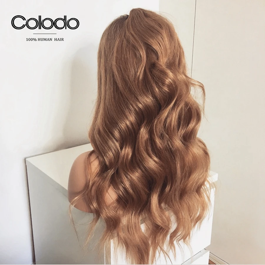 COLODO 13x4 бордовый Синтетические волосы на кружеве парик человеческих волос бразильский эффектом деграде(переход от темного к человеческие волосы свободная волна парик предварительно 150% Плотность парики средней соотношение