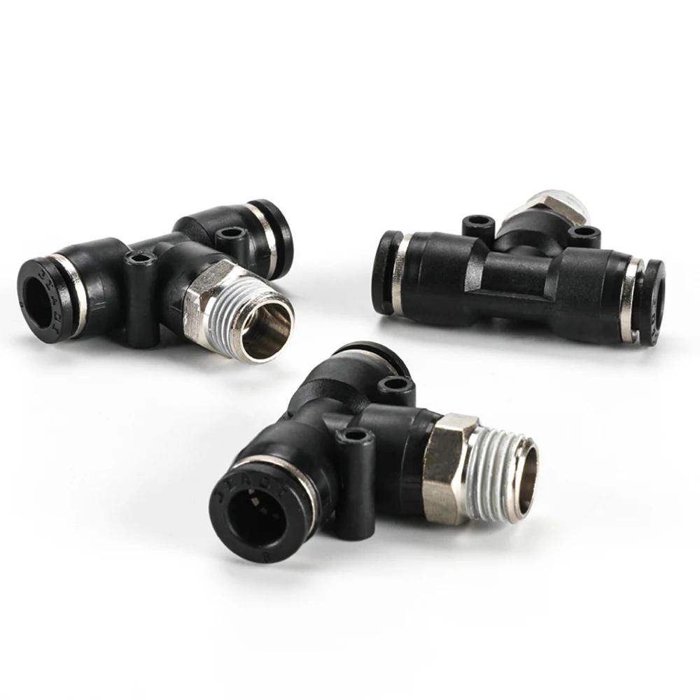 

5Pcs Pneumatic quick plug connector PB 4mm 6mm 8mm 10mm 12mm OD hose Tube Push In Fitting T-type three-way positive thread