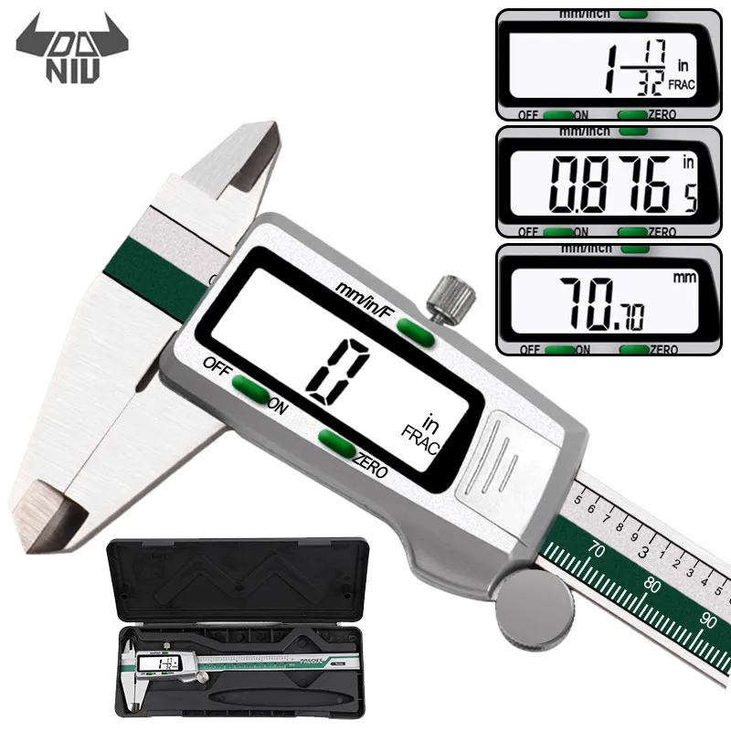 Ceny DANIU suwmiarka cyfrowa ze stali nierdzewnej 150mm 6 Cal es Cal metryczne frakcje konwersja 0.01mm rozdzielczość z pudełkiem