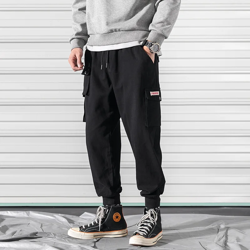 

2019 Autumn New Style Japanese-style MEN'S Wear Large Size Casual Pants Men's Multi-pockets Bib Overall Fashion Man Skinny Capri