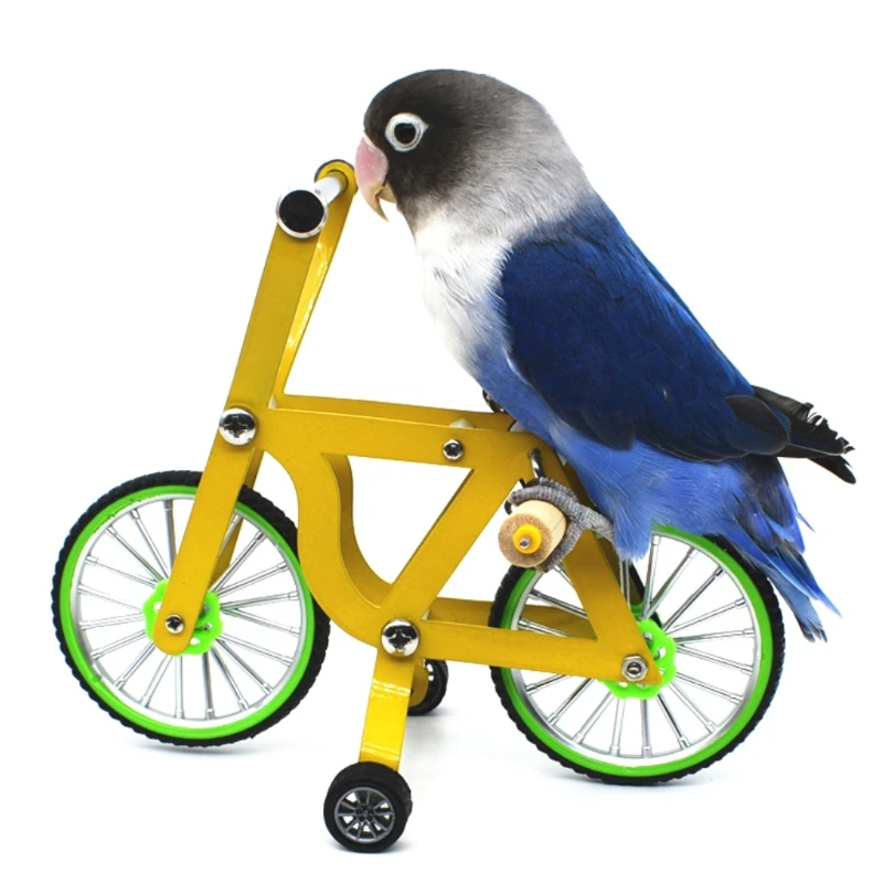 Parrot Toy Bird Toy Bird Intelligence Training Props Yellow Bicycle Toy Parrot Educational Table Top Trick Prop Toys for Parakeet Cockatoo