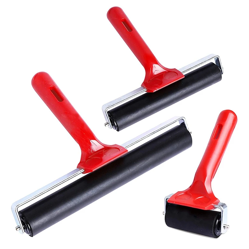 

3 Pcs Rubber Roller Rubber Brayer Glue Roller Tools for Printmaking Stamping Wallpaper Gluing Application 6/10/20 cm