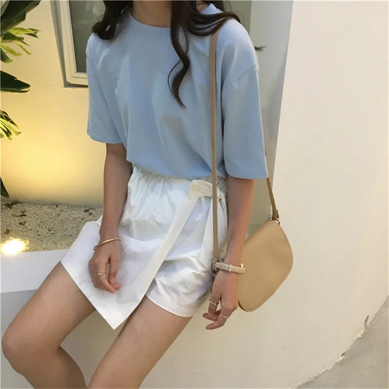 95% Cotton Candy Colors T Shirt Summer Women Loose Solid Tee Shirt Female Short Sleeve Tops Tees Causal O-Neck Basic T-shirt
