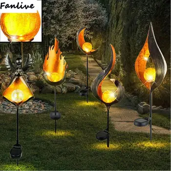 

10pcs LED Charging Lawn Light with Effect Bronze Sun Moon Angle Flame Mars Solar Lights for Garden Patio Landscape Decor