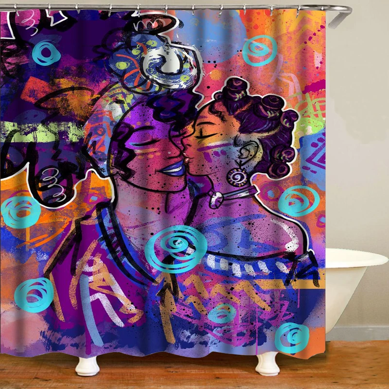 *WOW* Afro Bubble Gum Girl Shower Curtain & bath mat set  Color:Pink & White. 