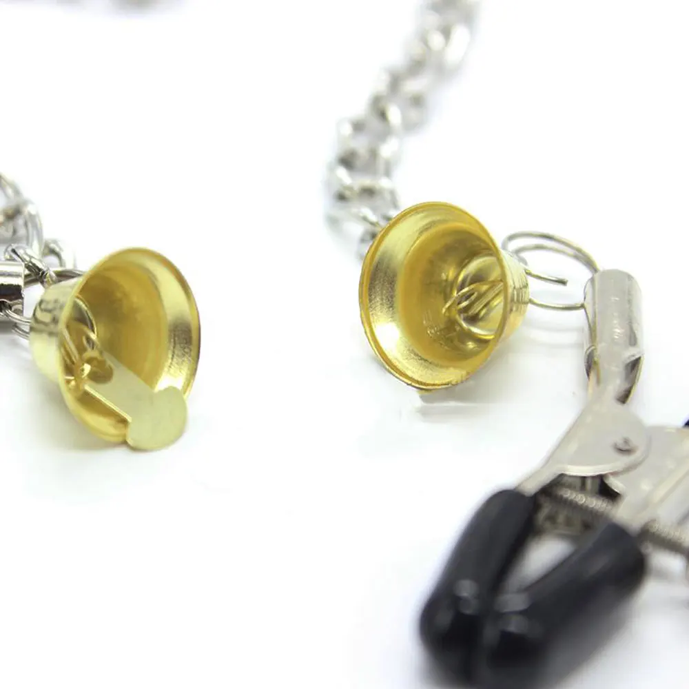 Women Fetish Bondage 3 Way Nipple Chain Clips Bells Funny Toys
