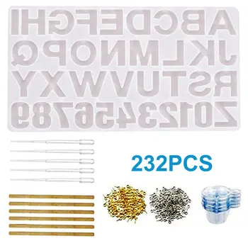 

232pcs/set Epoxy Resin Silicone Mould Kit Jewelry Casting Tools DIY Handmade Letter Epoxy Mold Spoon Alphanumeric Mould